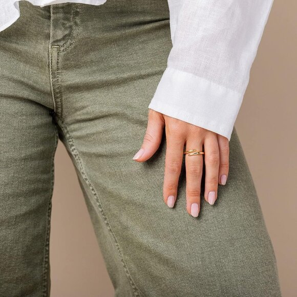 Women's 14K Gold Plated Open Twist Eternity Band Unique Minimalist Design - Picture 2 of 6